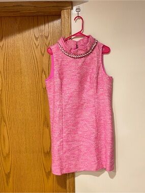 Lilly Pulitzer Pink Sleeveless Jewel-Collar Shift Dress